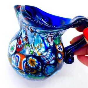 Authentic Italian MURANO Made in Italy Art Glass Millefiori Pitcher Vase